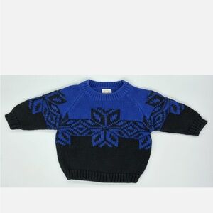 Vintage Baby Gap sweater - blue/black snowflake print 100% cotton